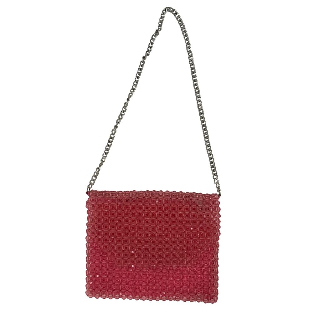 Topshop Pink Beaded Shoulder Bag Y2K Inspired Mini Purse Chain Strap - Picture 6 of 7